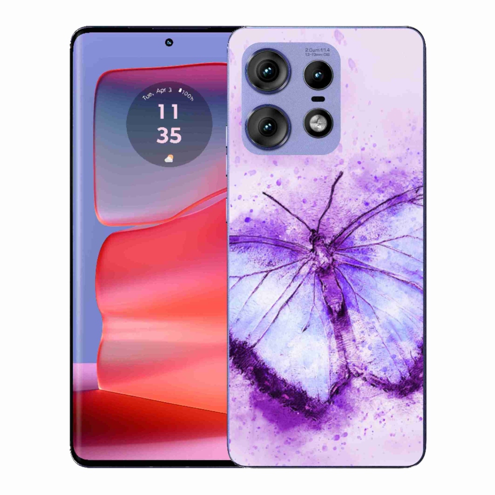 Gélový kryt mmCase na Motorola Edge 50 Pro - fialový motýľ