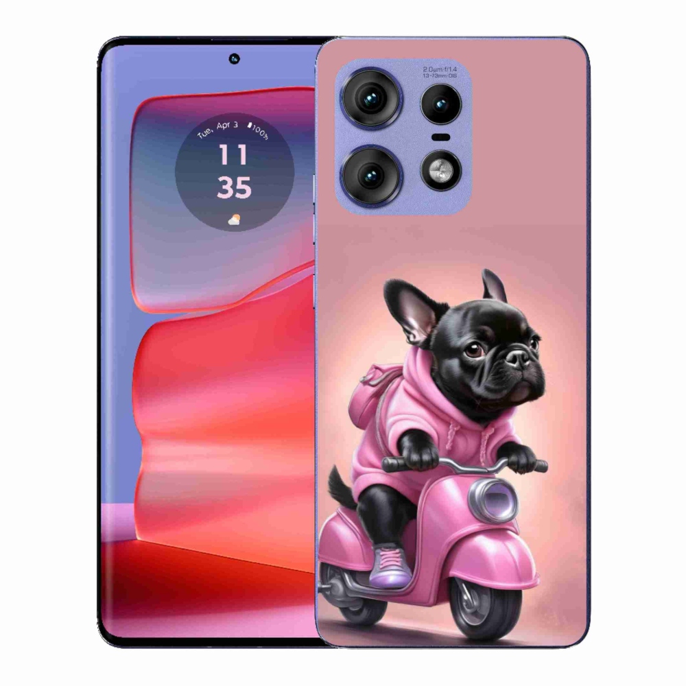 Gélový kryt mmCase na Motorola Edge 50 Pro - francúzsky buldoček na skútri