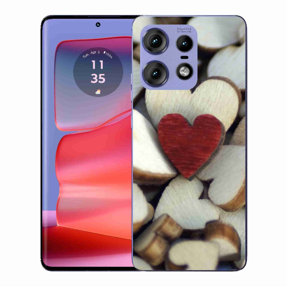 Gélový kryt mmCase na Motorola Edge 50 Pro - gravírované červené srdce