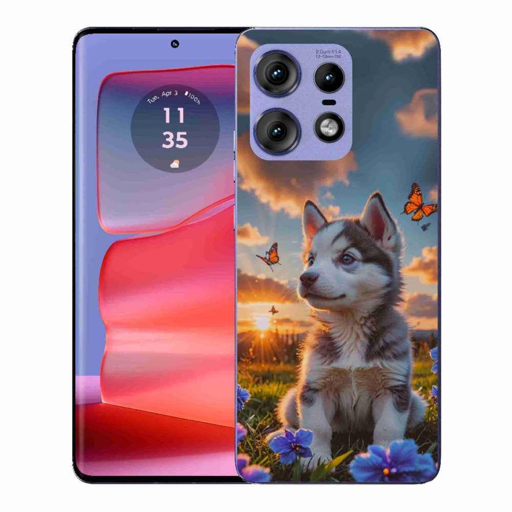 Gélový kryt mmCase na Motorola Edge 50 Pro - husky pri západe slnka