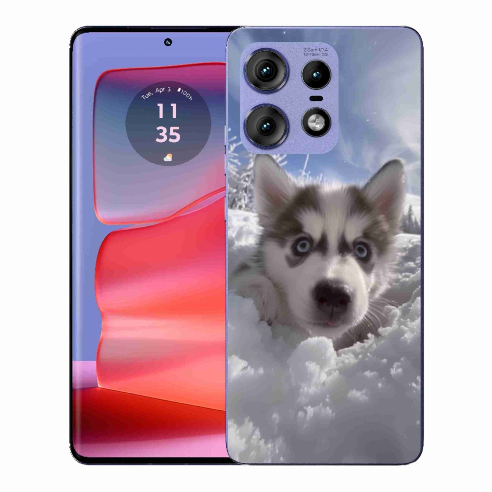 Gélový kryt mmCase na Motorola Edge 50 Pro - husky v snehu