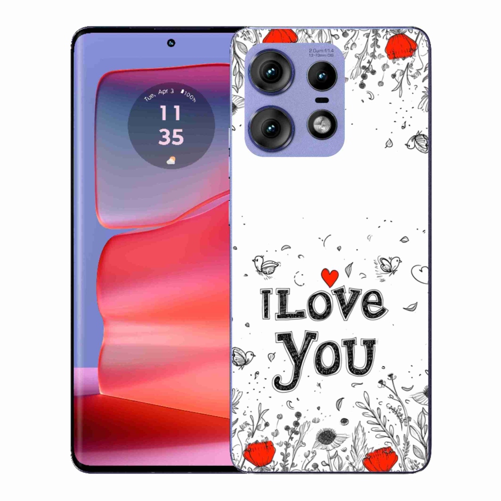 Gélový kryt mmCase na Motorola Edge 50 Pro - I love you biele pozadie