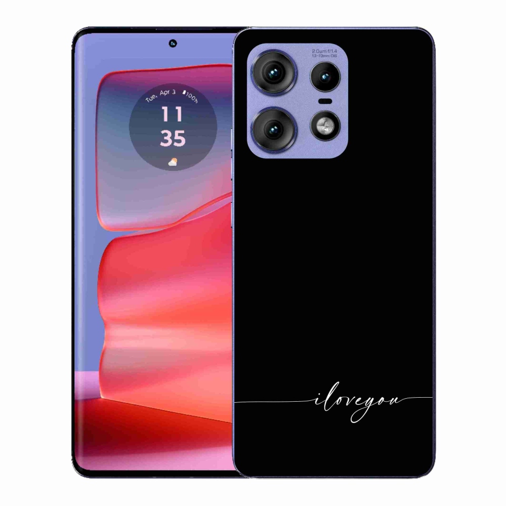 Gélový kryt mmCase na Motorola Edge 50 Pro - I love you čierne pozadie