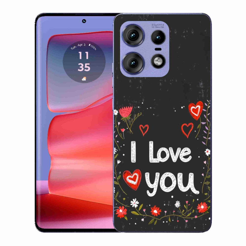 Gélový kryt mmCase na Motorola Edge 50 Pro - I love you čierne pozadie