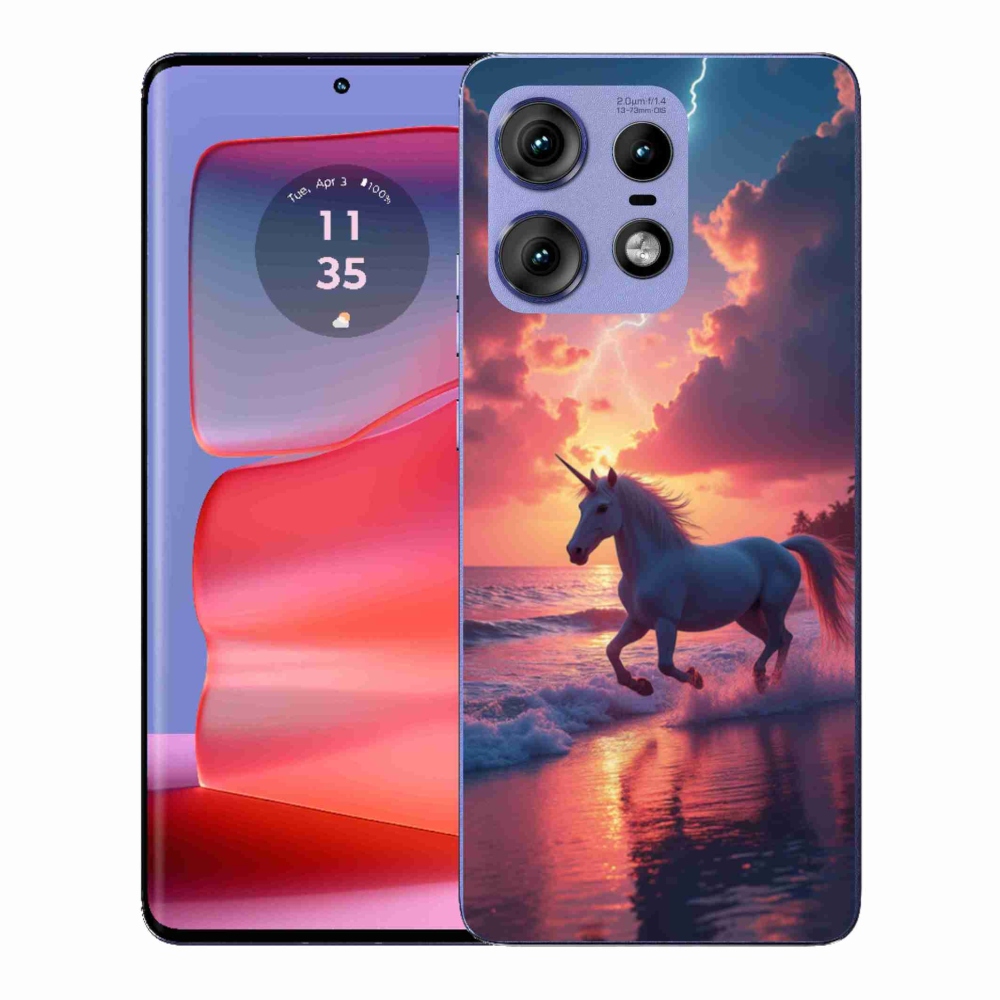 Gélový kryt mmCase na Motorola Edge 50 Pro - jednorožec na pláži