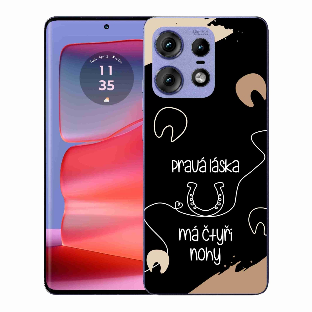 Gélový kryt mmCase na Motorola Edge 50 Pro - konský motív čierne pozadie