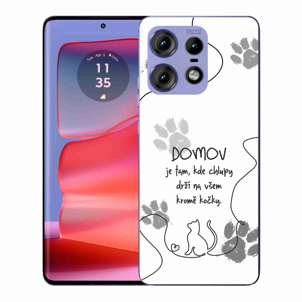 Gélový kryt mmCase na Motorola Edge 50 Pro - mačacie motív biele pozadie