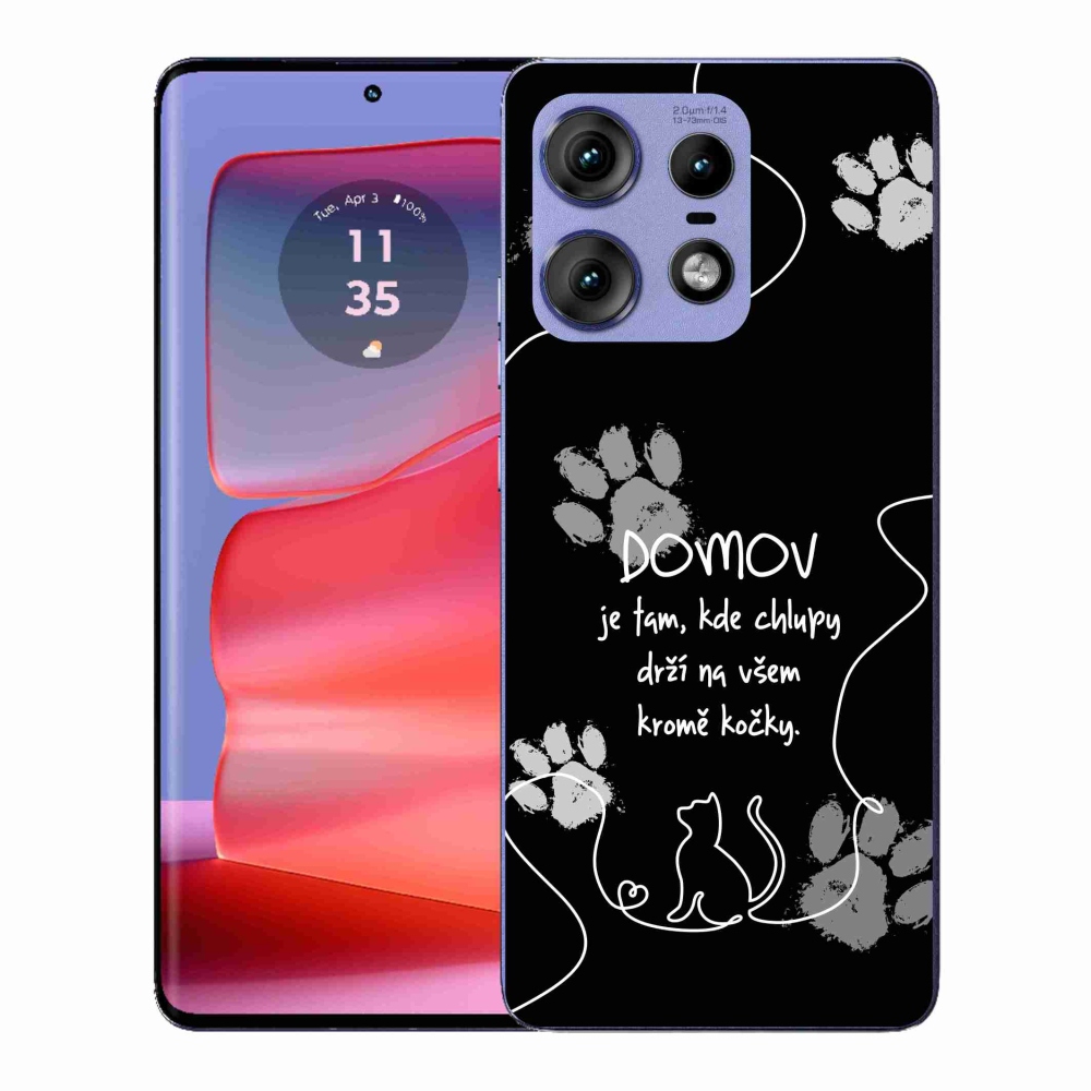 Gélový kryt mmCase na Motorola Edge 50 Pro - mačacie motív čierne pozadie