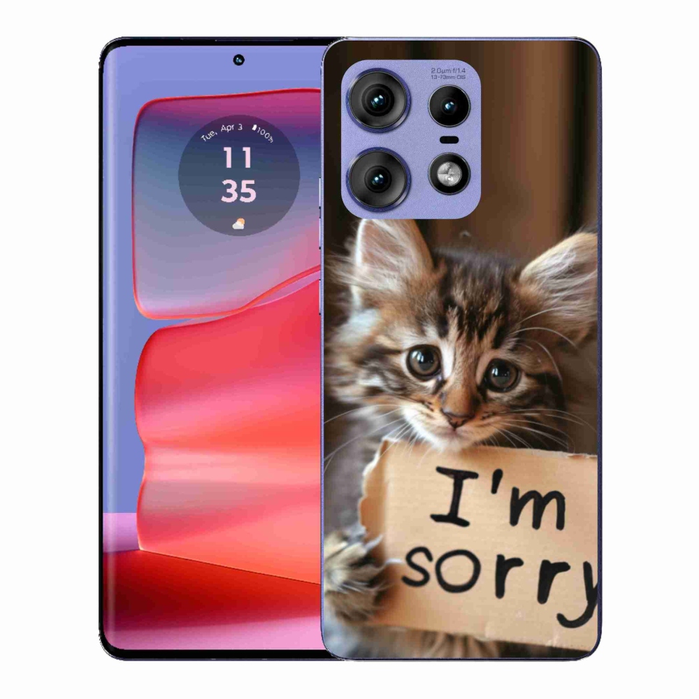 Gélový kryt mmCase na Motorola Edge 50 Pro - mačacie ospravedlnenie