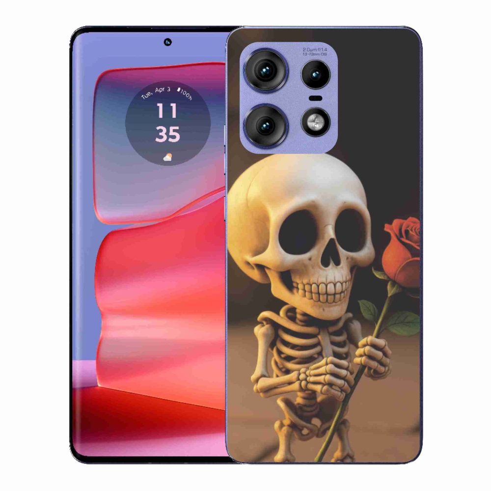 Gélový kryt mmCase na Motorola Edge 50 Pro - kostlivec s ružou
