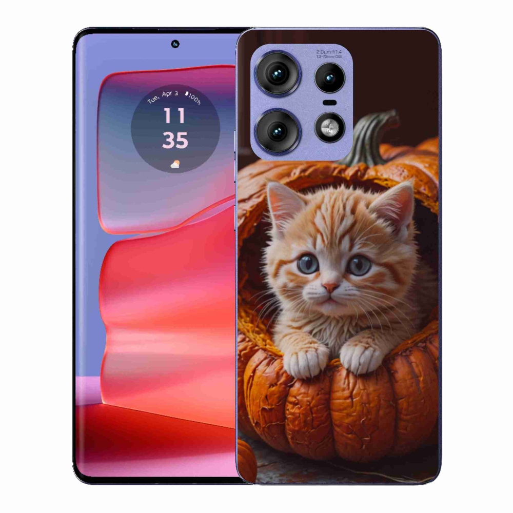 Gélový kryt mmCase na Motorola Edge 50 Pro - mačiatko a tekvica 2