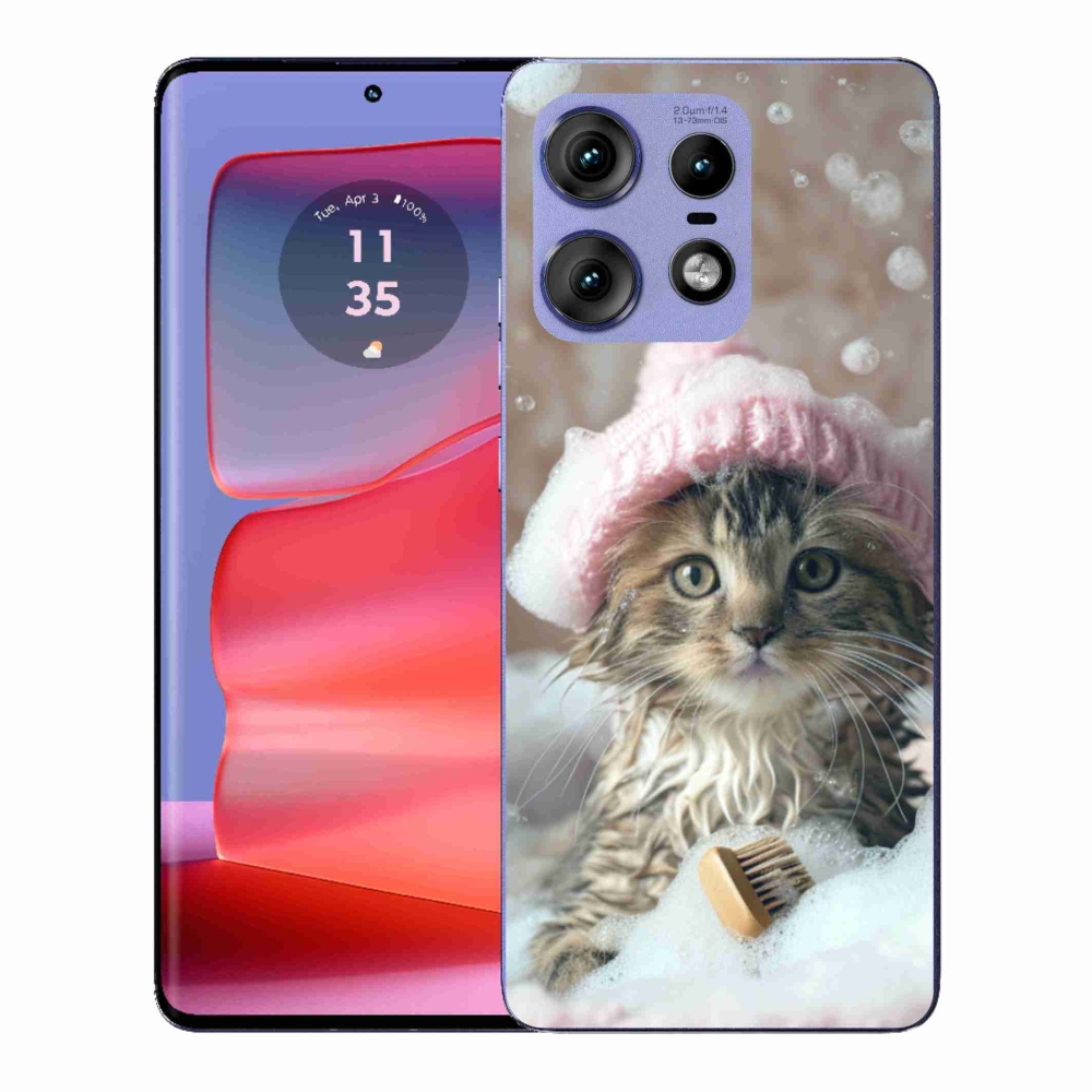Gélový kryt mmCase na Motorola Edge 50 Pro - mačiatko a kúpeľ