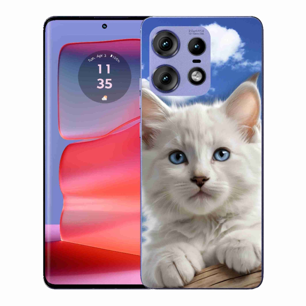 Gélový kryt mmCase na Motorola Edge 50 Pro - mačiatko a oblaky