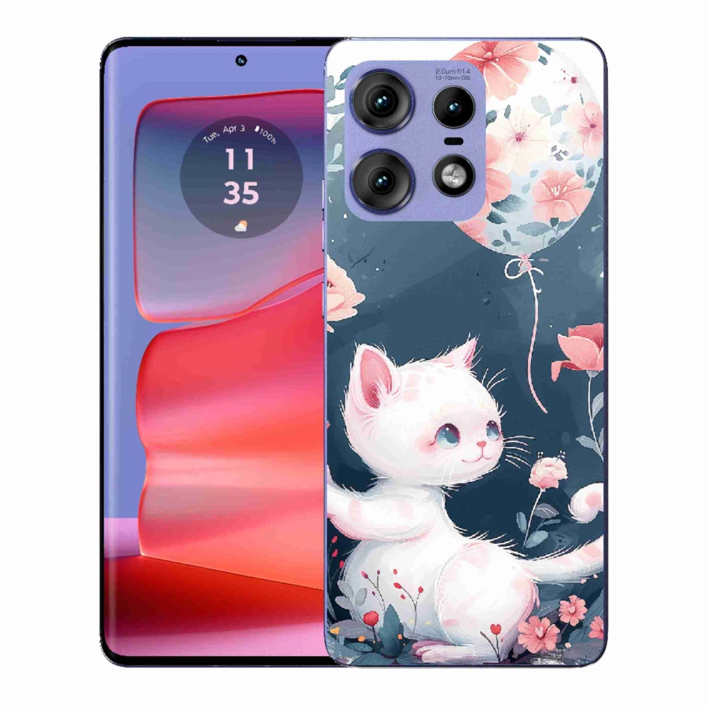Gélový kryt mmCase na Motorola Edge 50 Pro - mačiatko s balónikom