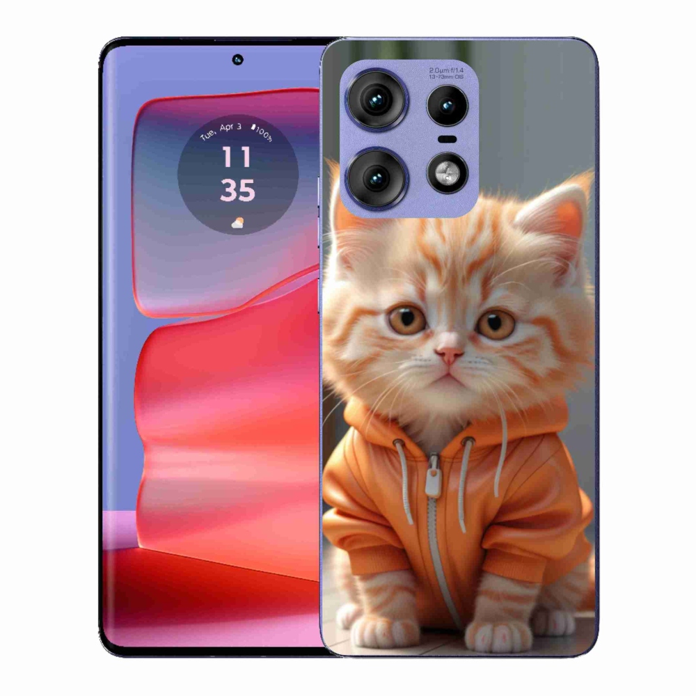 Gélový kryt mmCase na Motorola Edge 50 Pro - mačiatko v mikine