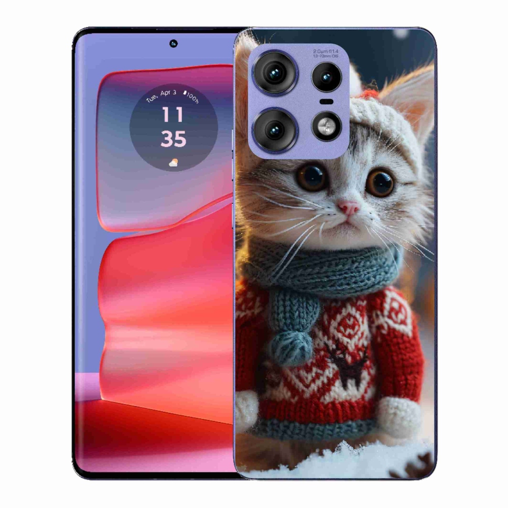 Gélový kryt mmCase na Motorola Edge 50 Pro - mačiatko vo svetri