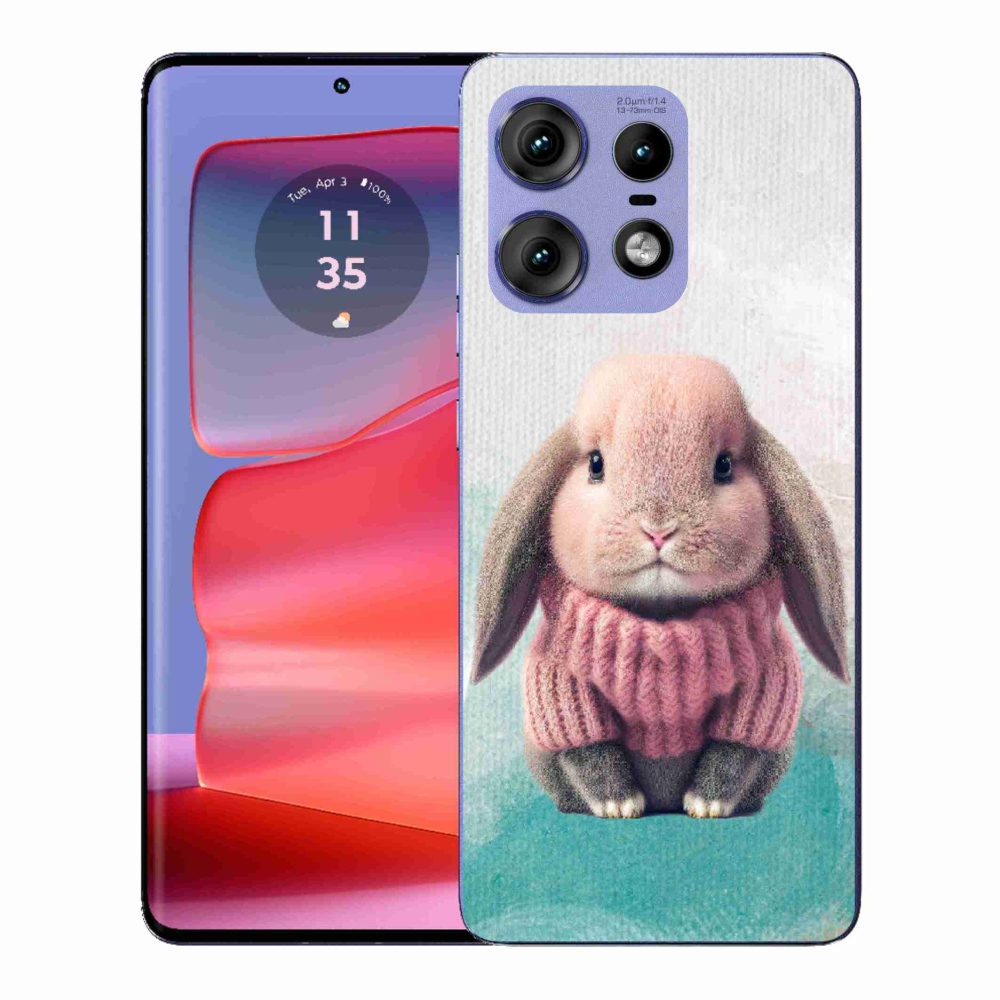 Gélový kryt mmCase na Motorola Edge 50 Pro - zajačik vo svetri