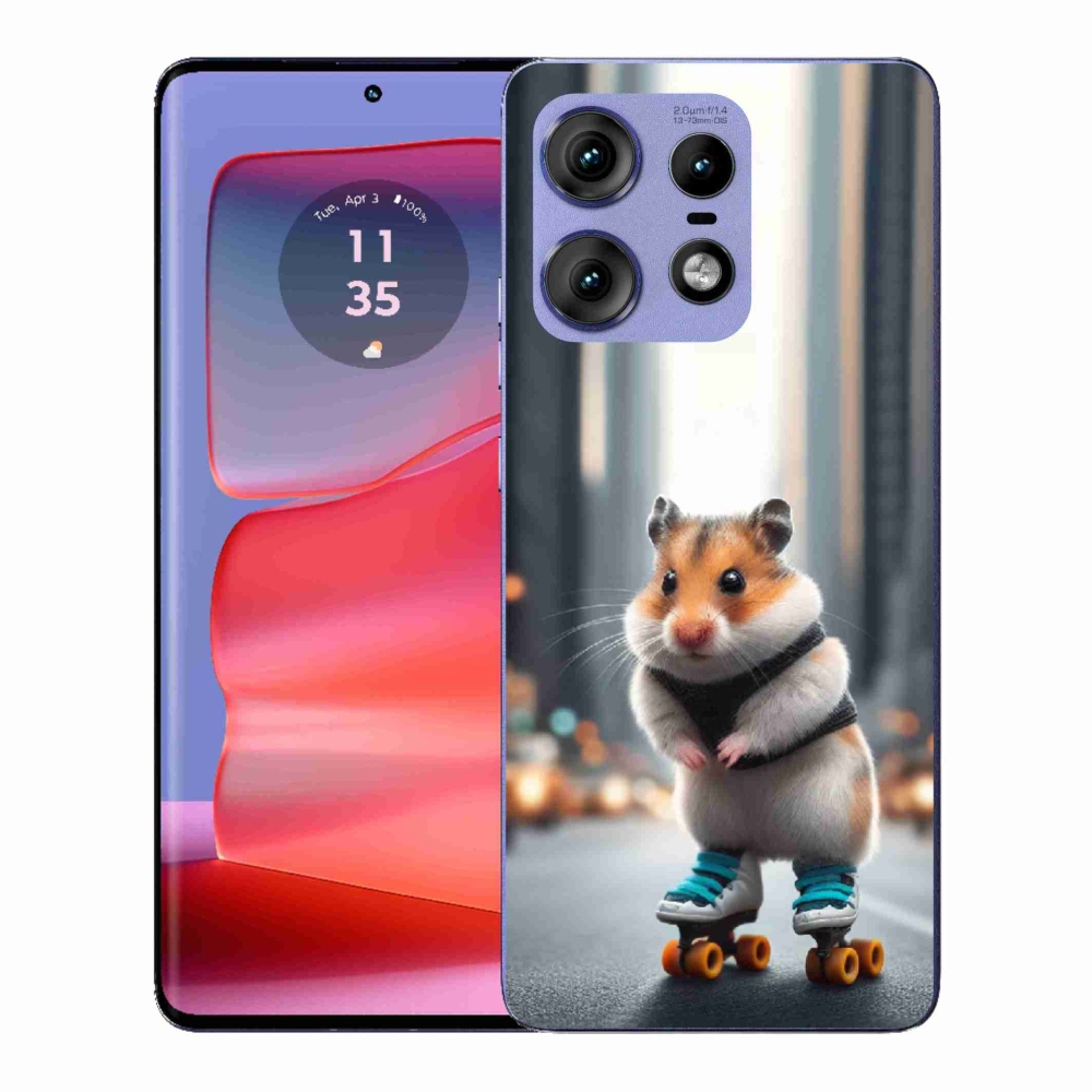 Gélový kryt mmCase na Motorola Edge 50 Pro - škrečok na korčuliach