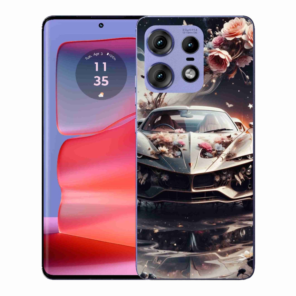 Gélový kryt mmCase na Motorola Edge 50 Pro - kvetinový športový automobil