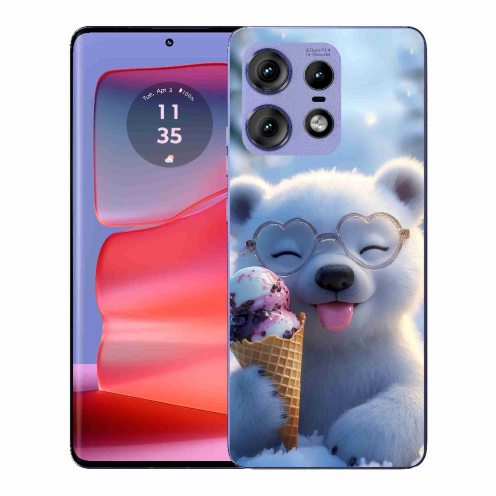 Gélový kryt mmCase na Motorola Edge 50 Pro - medvedík so zmrzlinou