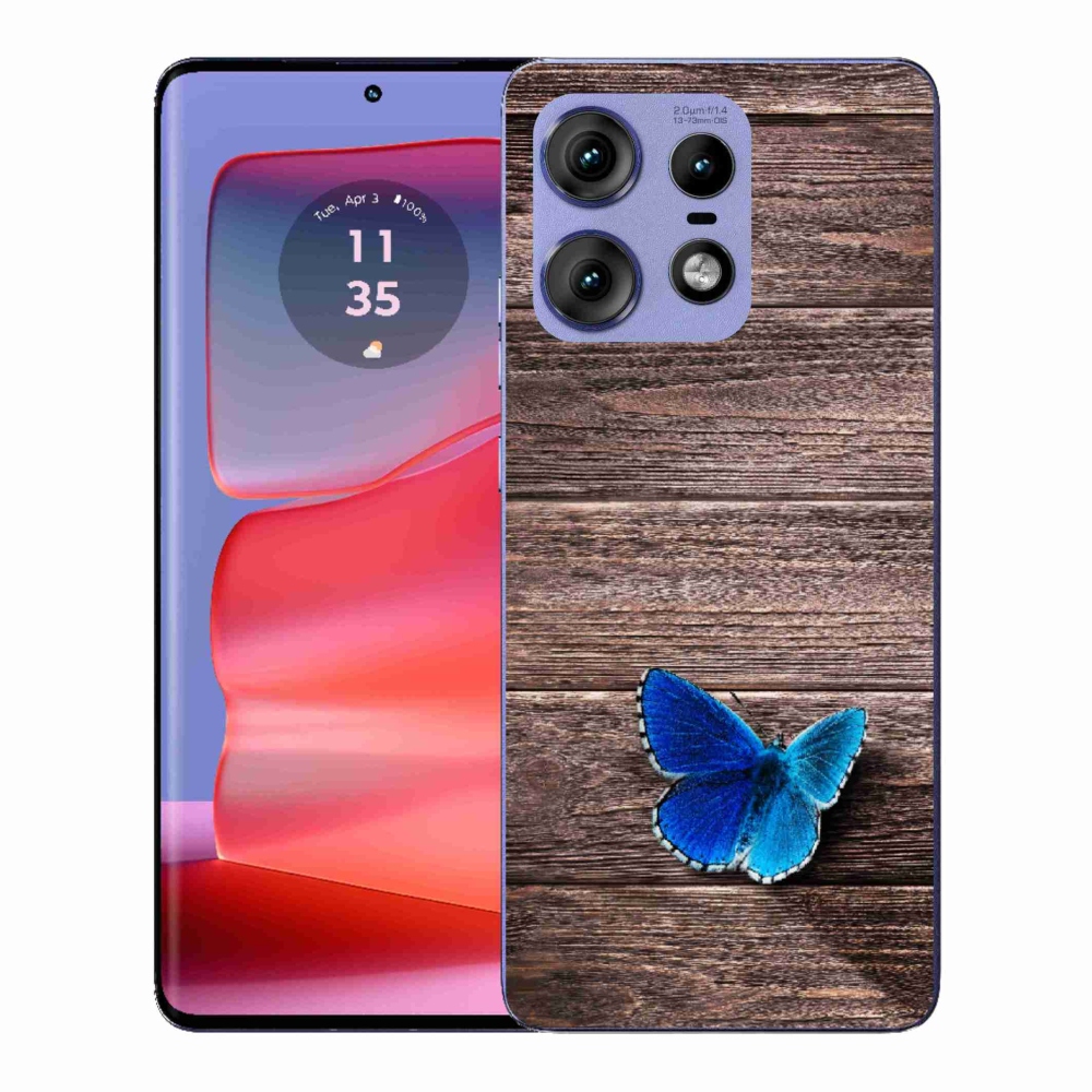 Gélový kryt mmCase na Motorola Edge 50 Pro - modrý motýľ 1
