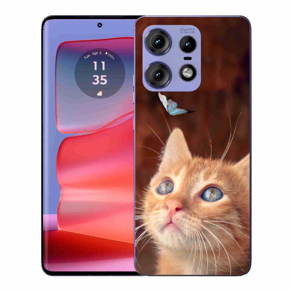 Gélový kryt mmCase na Motorola Edge 50 Pro - motýľ a mačiatko