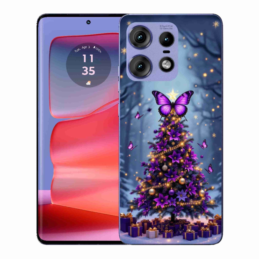 Gélový kryt mmCase na Motorola Edge 50 Pro - motýlí vianočný stromček