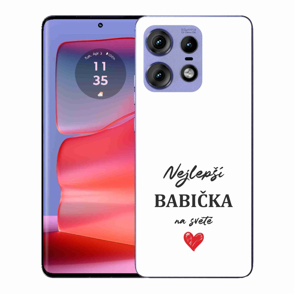 Gélový kryt mmCase na Motorola Edge 50 Pro - najlepšia babička 1 biele pozadie