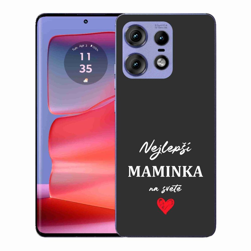 Gélový kryt mmCase na Motorola Edge 50 Pro - najlepšia mamička 1 čierne pozadie