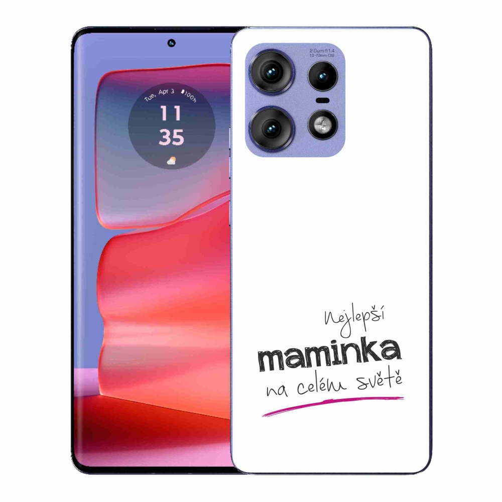 Gélový kryt mmCase na Motorola Edge 50 Pro - najlepšia mamička 4 biele pozadie