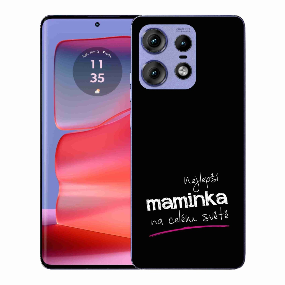 Gélový kryt mmCase na Motorola Edge 50 Pro - najlepšia mamička 4 čierne pozadie