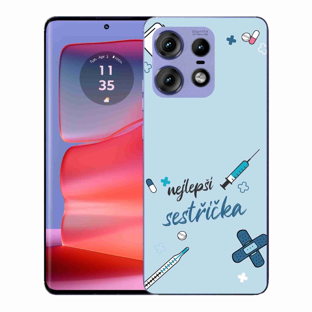 Gélový kryt mmCase na Motorola Edge 50 Pro - najlepšia sestrička modré pozadie