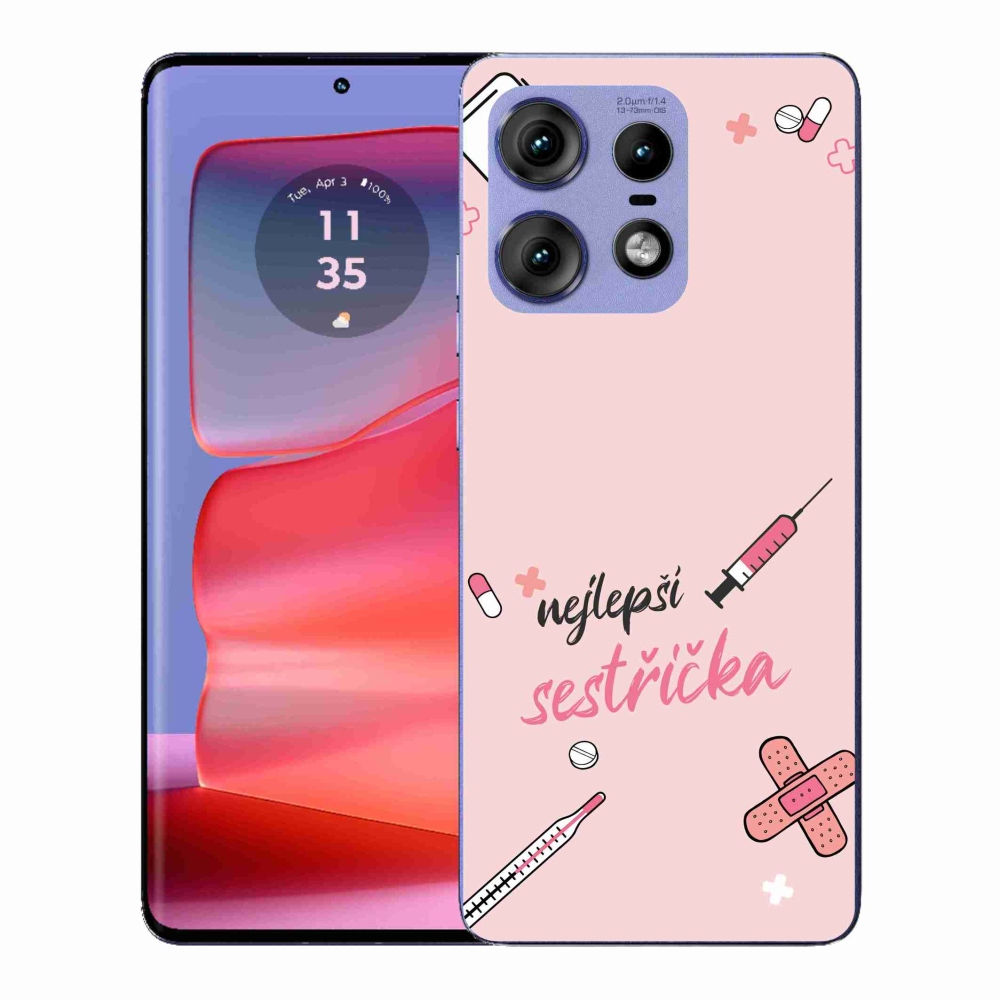Gélový kryt mmCase na Motorola Edge 50 Pro - najlepšia sestrička ružové pozadie
