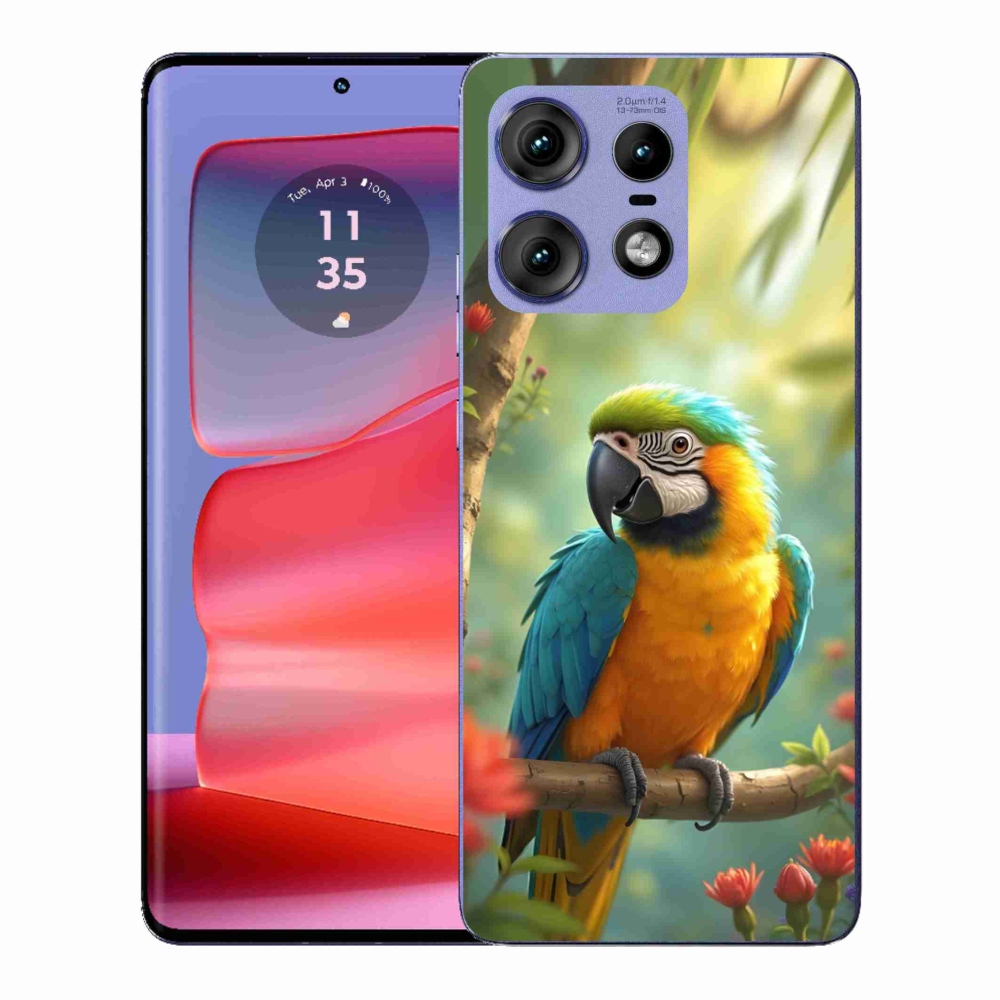 Gélový kryt mmCase na Motorola Edge 50 Pro - papagáj ara modrožltá