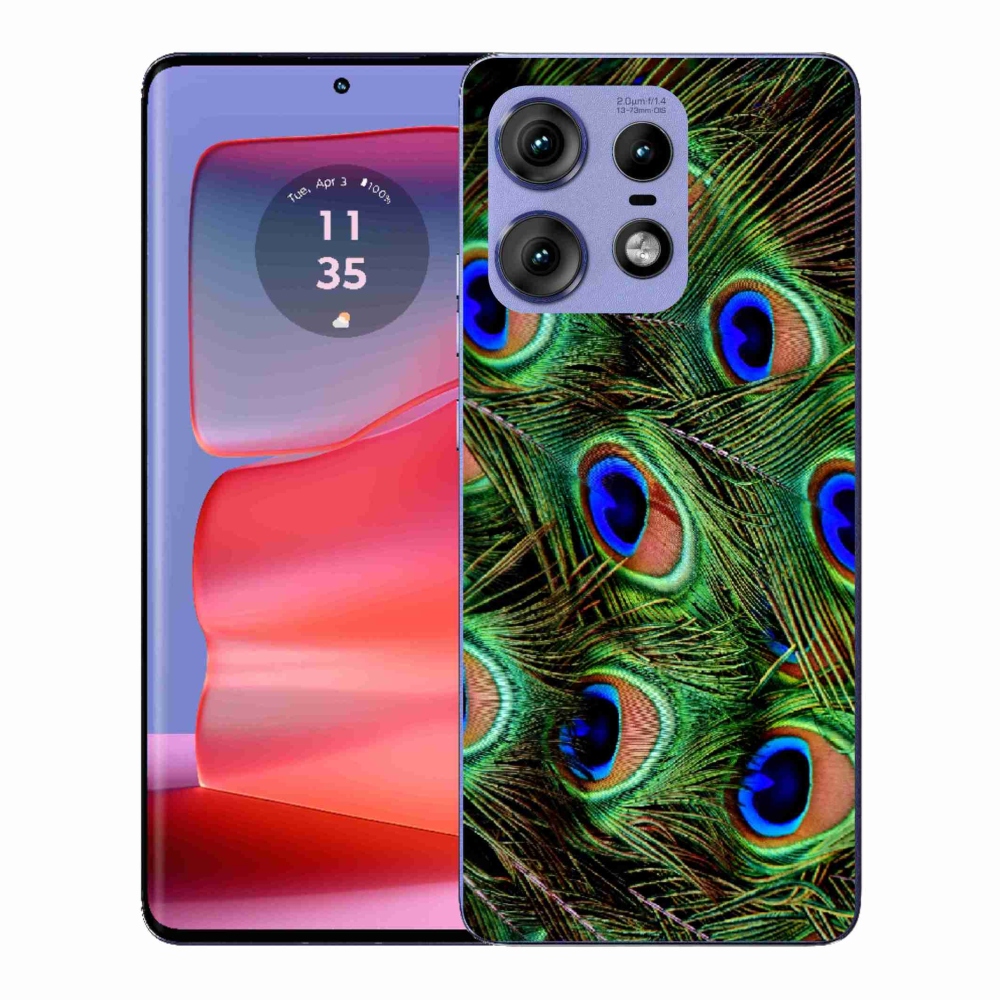 Gélový kryt mmCase na Motorola Edge 50 Pro - pávie perie