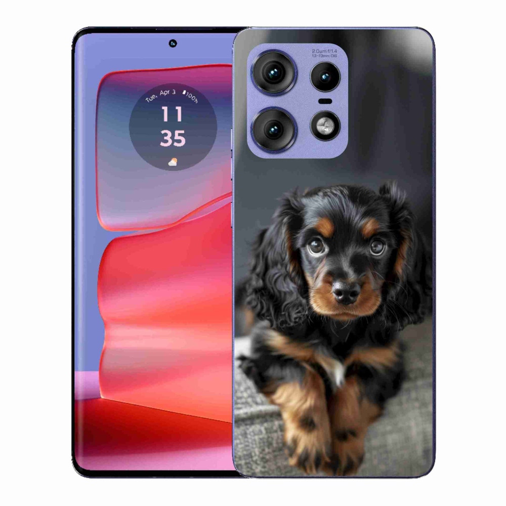 Gélový kryt mmCase na Motorola Edge 50 Pro - roztomilý dlhosrstý jazvečík
