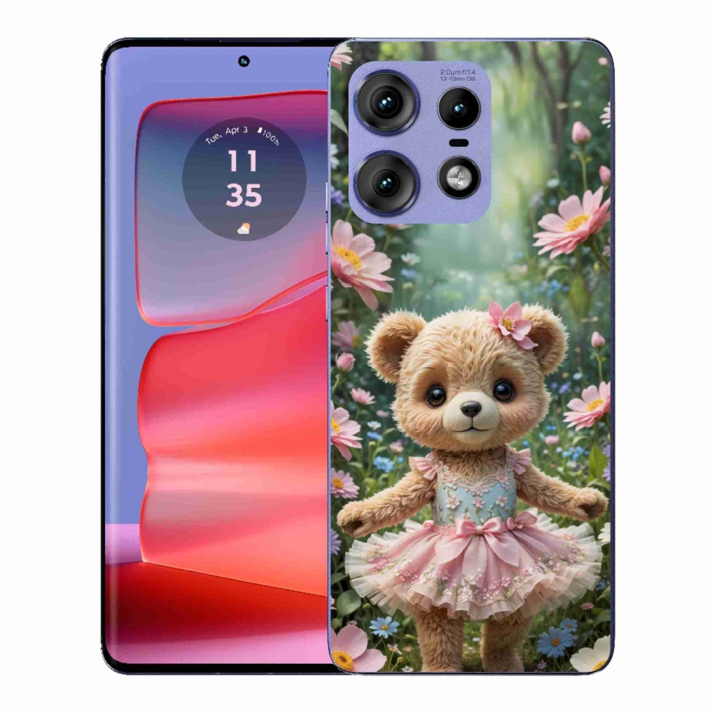 Gélový kryt mmCase na Motorola Edge 50 Pro - roztomilý medvedík v kvetoch