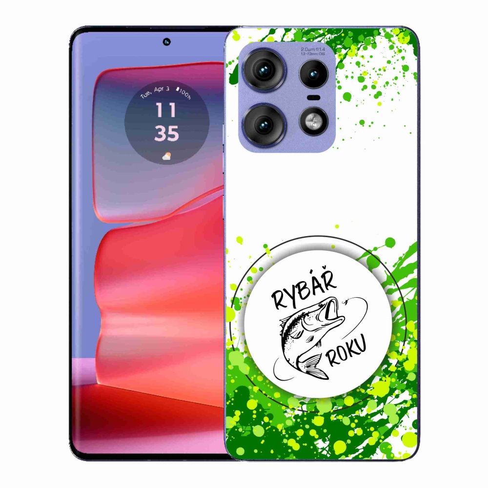 Gélový kryt mmCase na Motorola Edge 50 Pro - rybár roku biele pozadie