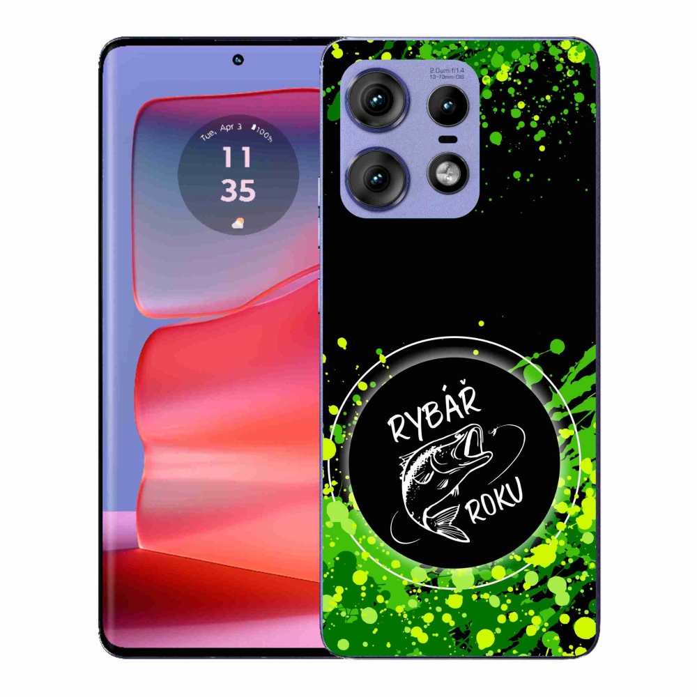 Gélový kryt mmCase na Motorola Edge 50 Pro - rybár roku čierne pozadie