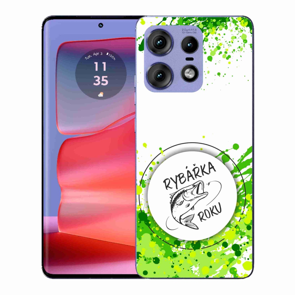 Gélový kryt mmCase na Motorola Edge 50 Pro - rybárka roku biele pozadie