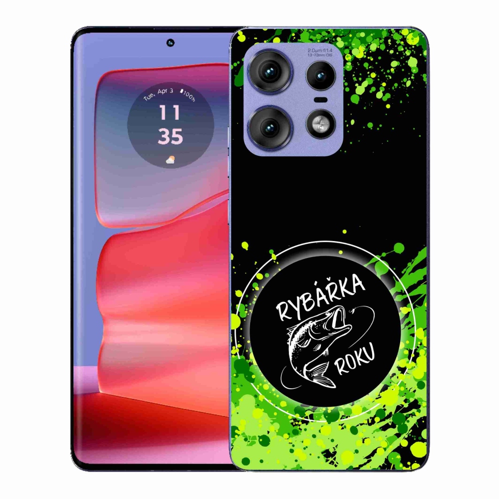 Gélový kryt mmCase na Motorola Edge 50 Pro - rybárka roku čierne pozadie
