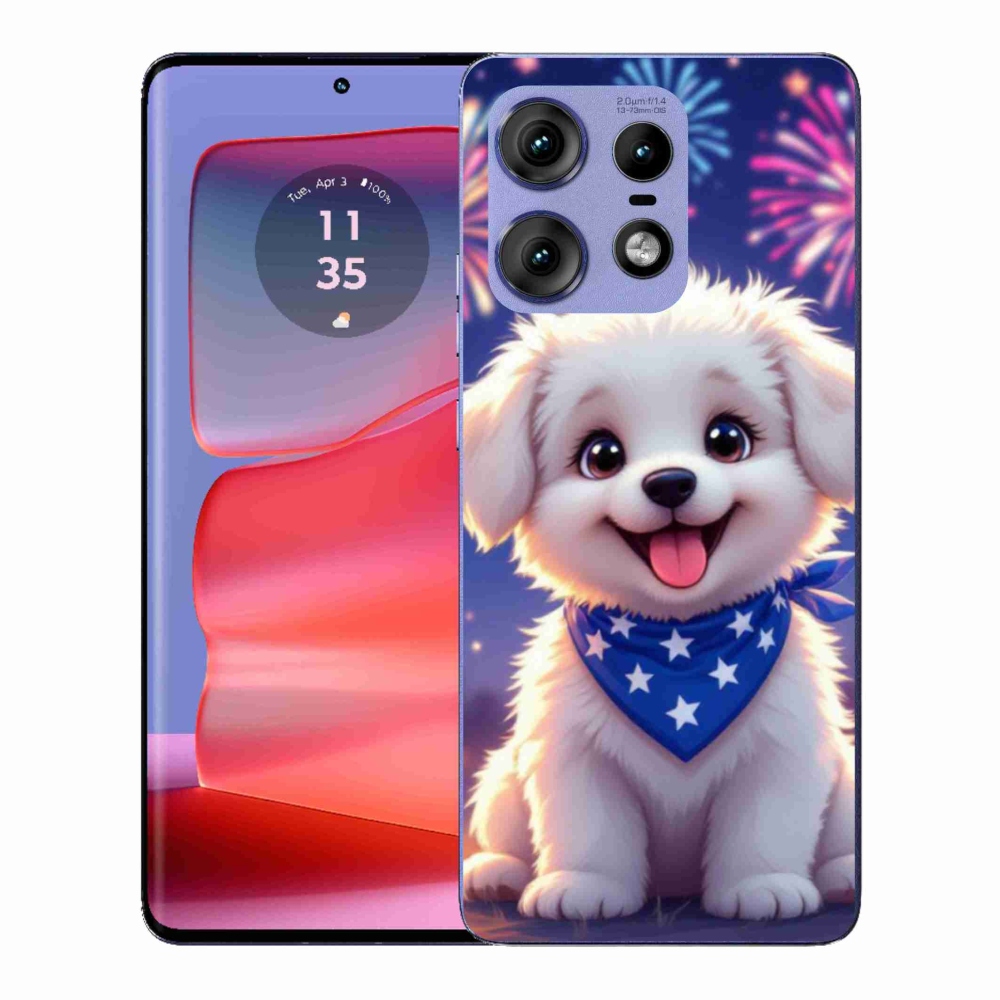 Gélový kryt mmCase na Motorola Edge 50 Pro - slávnostné šteňa