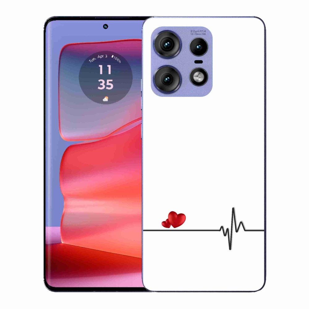 Gélový kryt mmCase na Motorola Edge 50 Pro - srdce a tep biele pozadie