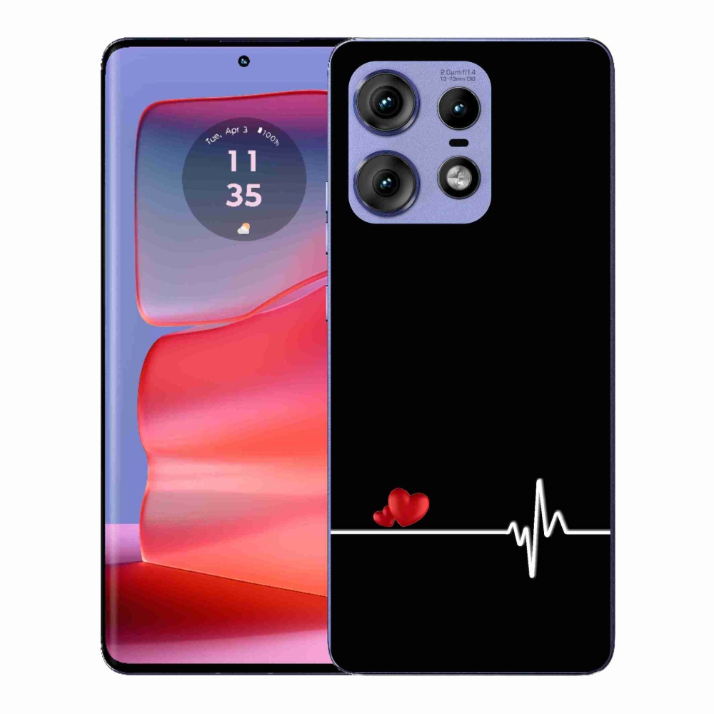 Gélový kryt mmCase na Motorola Edge 50 Pro - srdce a tep čierne pozadie