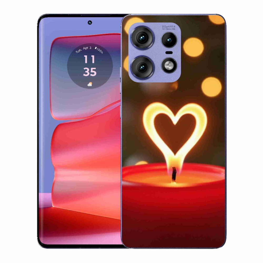 Gélový kryt mmCase na Motorola Edge 50 Pro - srdce z plameňa