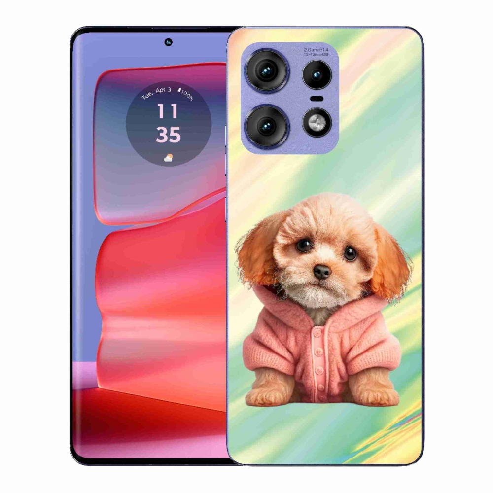Gélový kryt mmCase na Motorola Edge 50 Pro - šteňa vo svetri