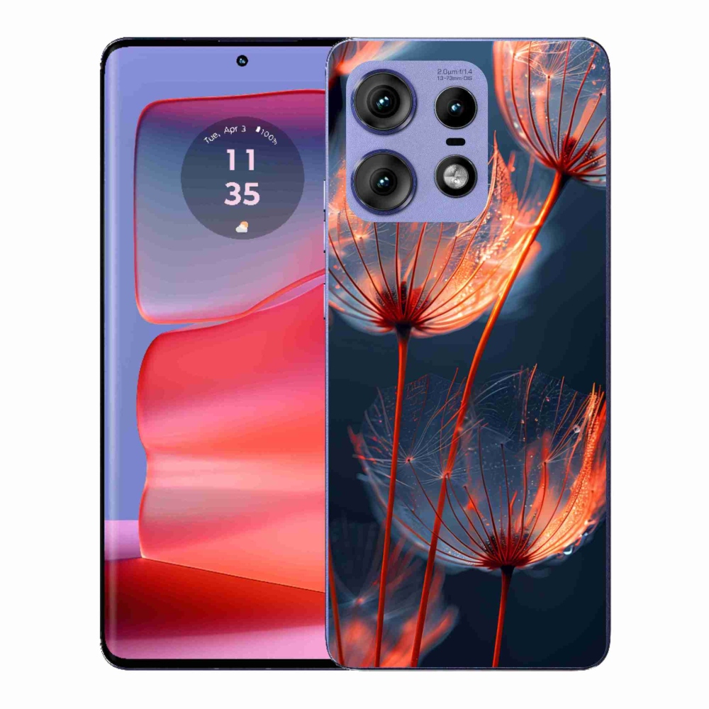 Gélový kryt mmCase na Motorola Edge 50 Pro - svetielkujúce páperie
