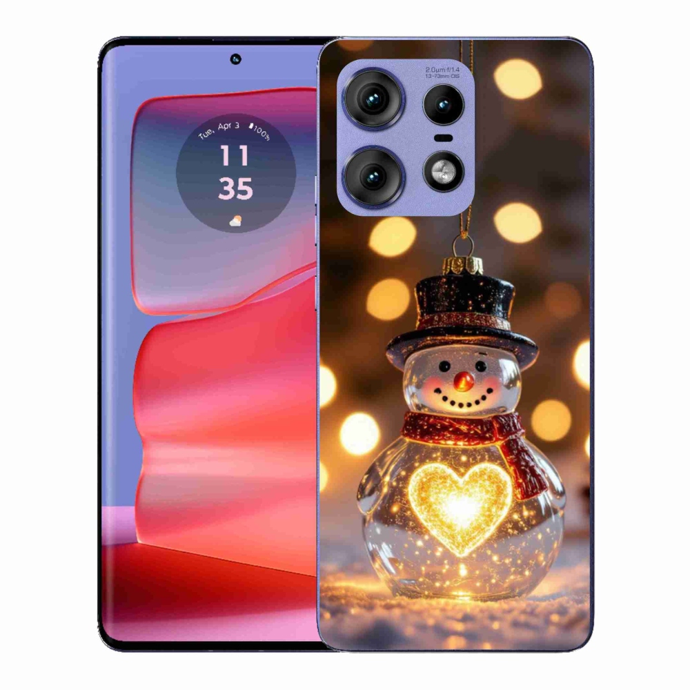 Gélový kryt mmCase na Motorola Edge 50 Pro - svietiaci vianočný snehuliak