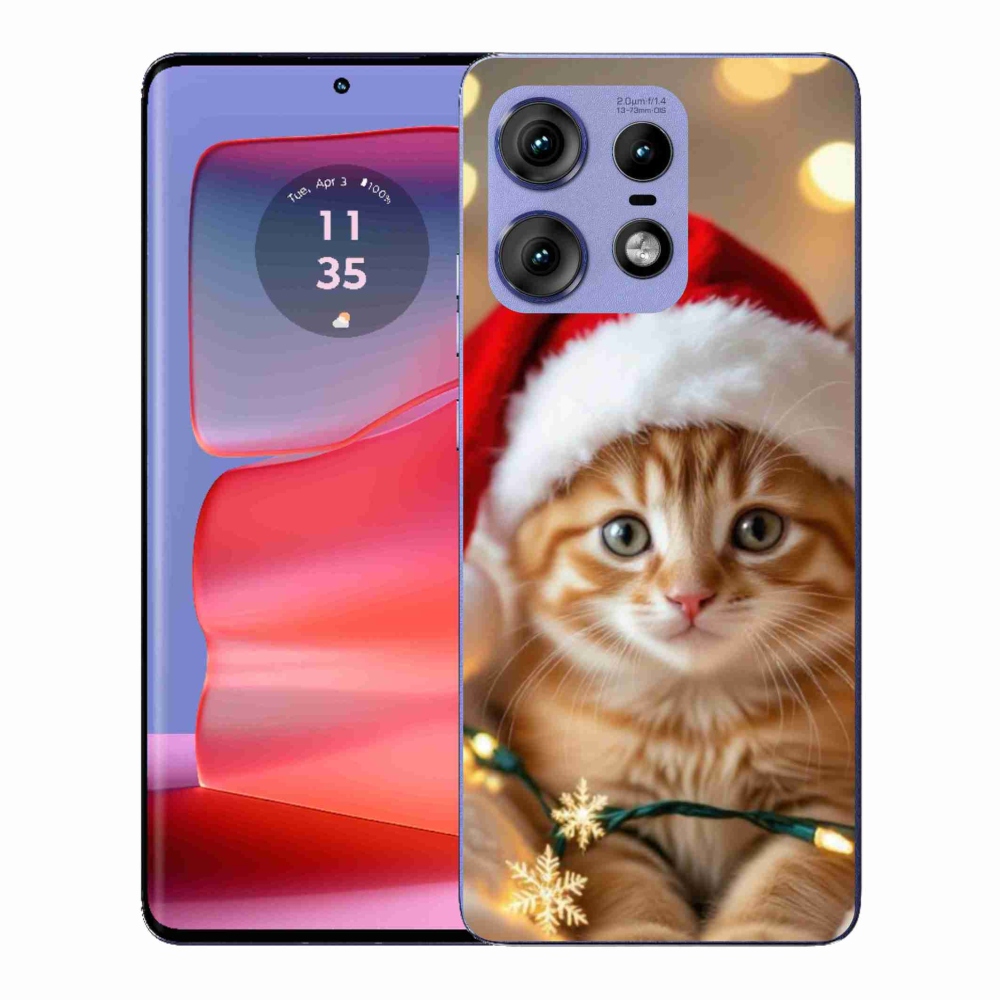 Gélový kryt mmCase na Motorola Edge 50 Pro - vianočné mačiatko