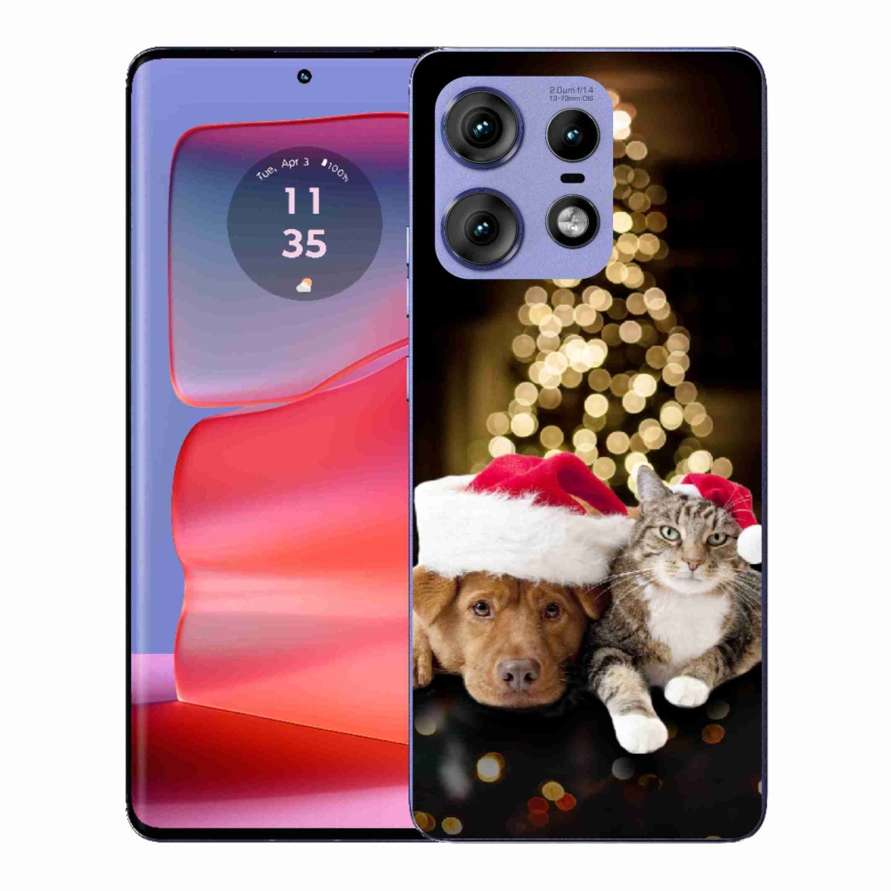 Gélový kryt mmCase na Motorola Edge 50 Pro - vianočný pes a mačka